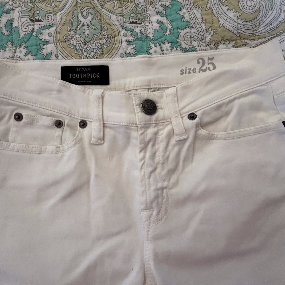 J. Crew Toothpick, jeans in sateen white size 25/P